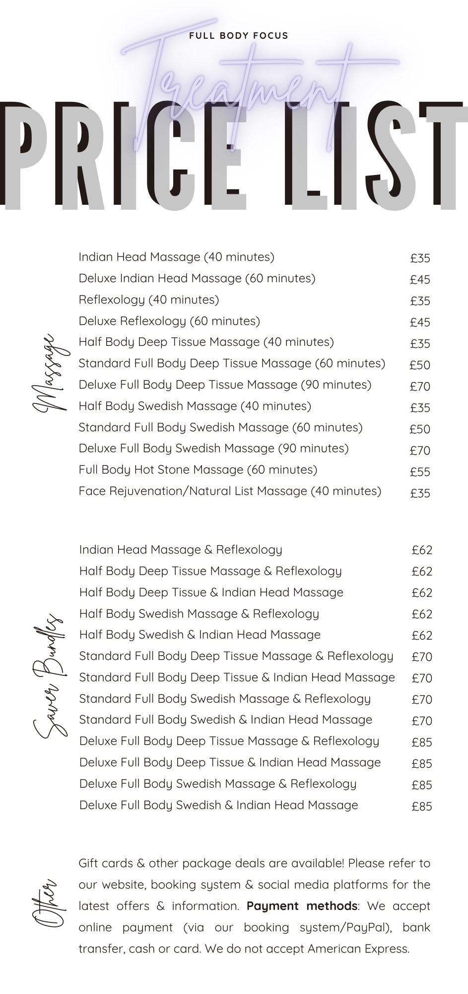 1 Full Body Focus Massage Therapy Thatcham Newbury Prices